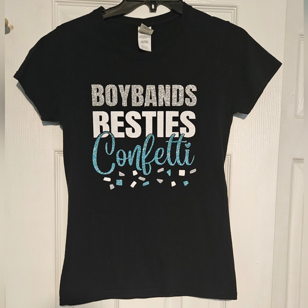 Women's Boybands Besties Confetti shirt, Small - Perfect For Concerts